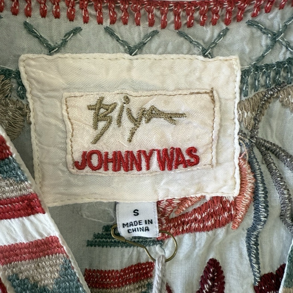 Biya by Johnny Was Small Zazu Cupra Blouse White Floral Embroidered Boho Top - Picture 4 of 9